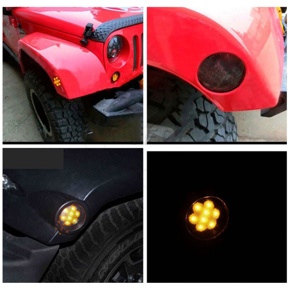 Led Fender Turn Signal For Jeep Wrangler Jk 2007-2017 Light/Black 3221359137750