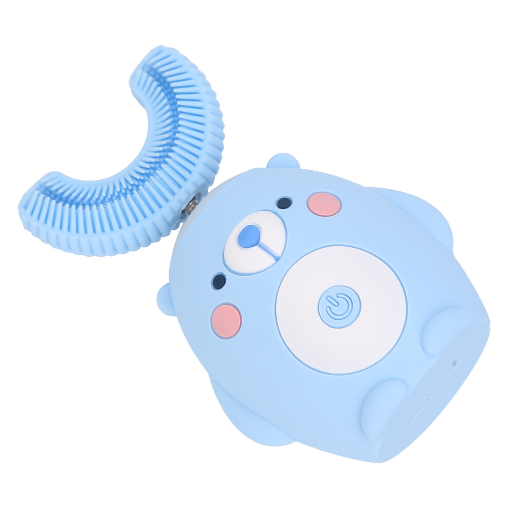 Blue U-Shape Kids Electric Toothbrush With Cartoon Bear Design - Ipx7