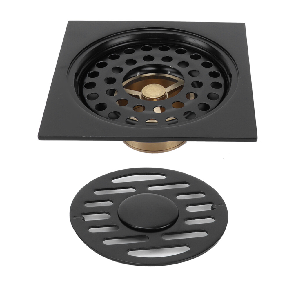 Black Stainless Steel Floor Drain Set With Deodorant, 10X10cm 4931359142324