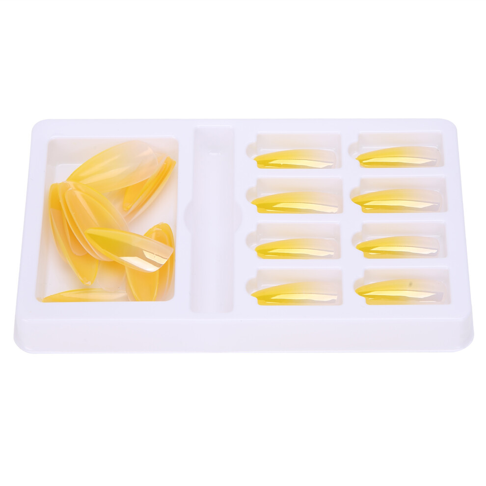 Gradient Pointed Fake Nails Tips Set, 24pcs Full Cover, Colored, Bright & Easy to Use