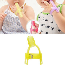 Gelber Silikon-Fingerprotektor für Babys – Verstellbar & Sicheres Beißspielzeug
