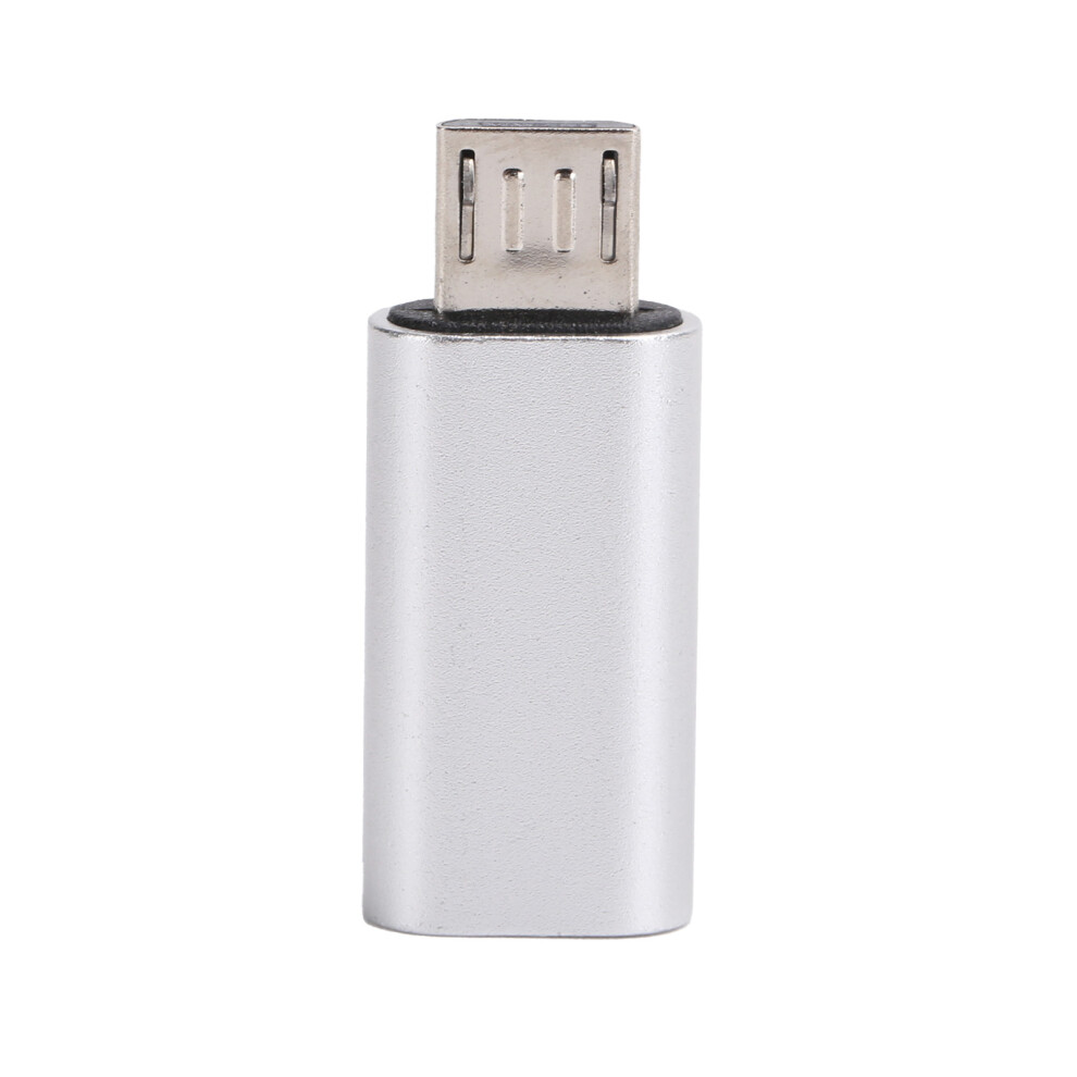 Plug & Play Type-C Male To Micro Female Converter - 480Mbps Silver 8341359147285
