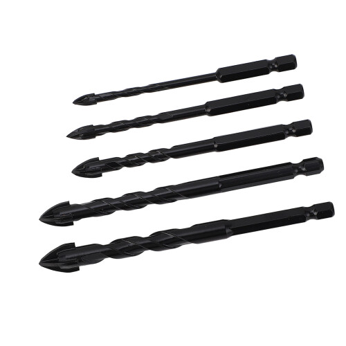 5PCS Masonry Drill Bits Set 1/4 Inch Hex Shank Cemented Carbide