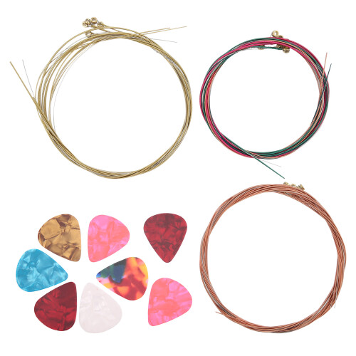 Guitar String Pack 3Pcs + 8 Celluloid Picks Colorful Guitar Playing Accessories 1