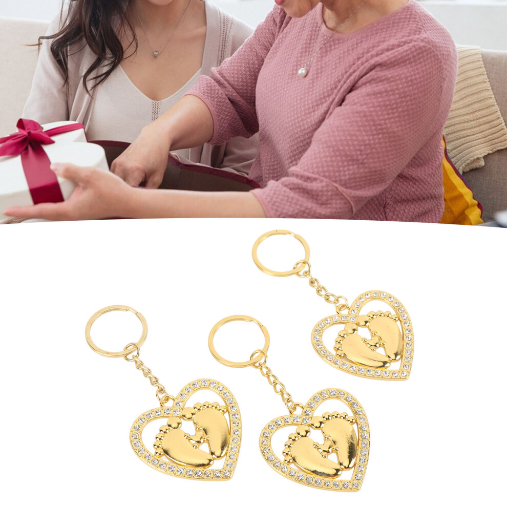 Heart Foot Keychain Zinc Alloy Pendant Baby Shower Party Gift 4.2x9.5cm