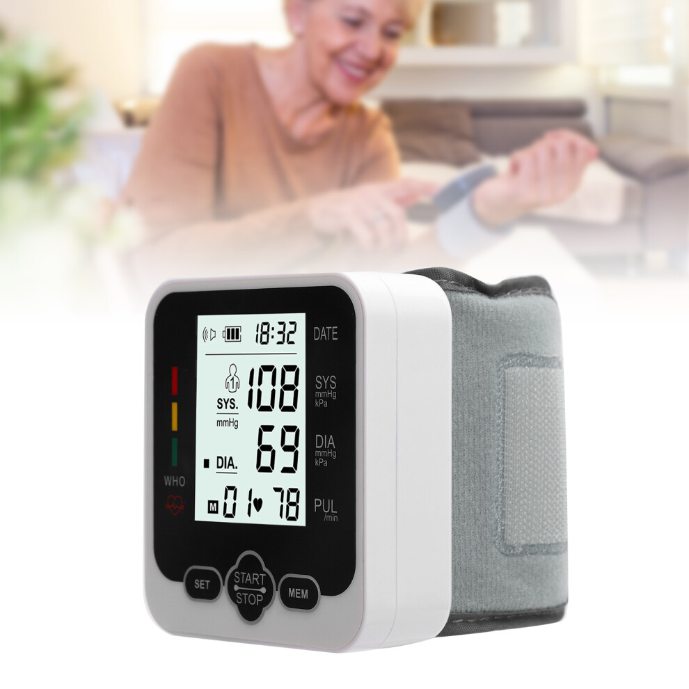 Automatic Wrist Blood Pressure Monitor with LCD Display, ABS Material