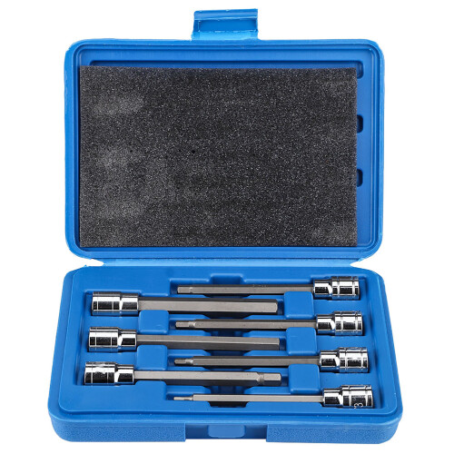 7 Stück Extra Langes Sechskant-Bitsockel-Set 3/4/5/6/7/8/10 mm Silber Blau 2