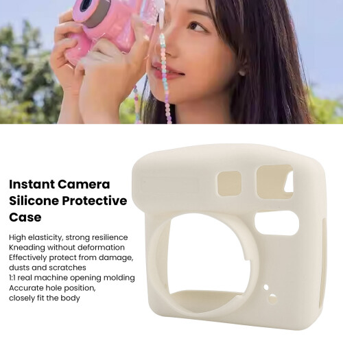 Beige Silicone Protective Case for Instant Camera SE, Fall Resistant 2