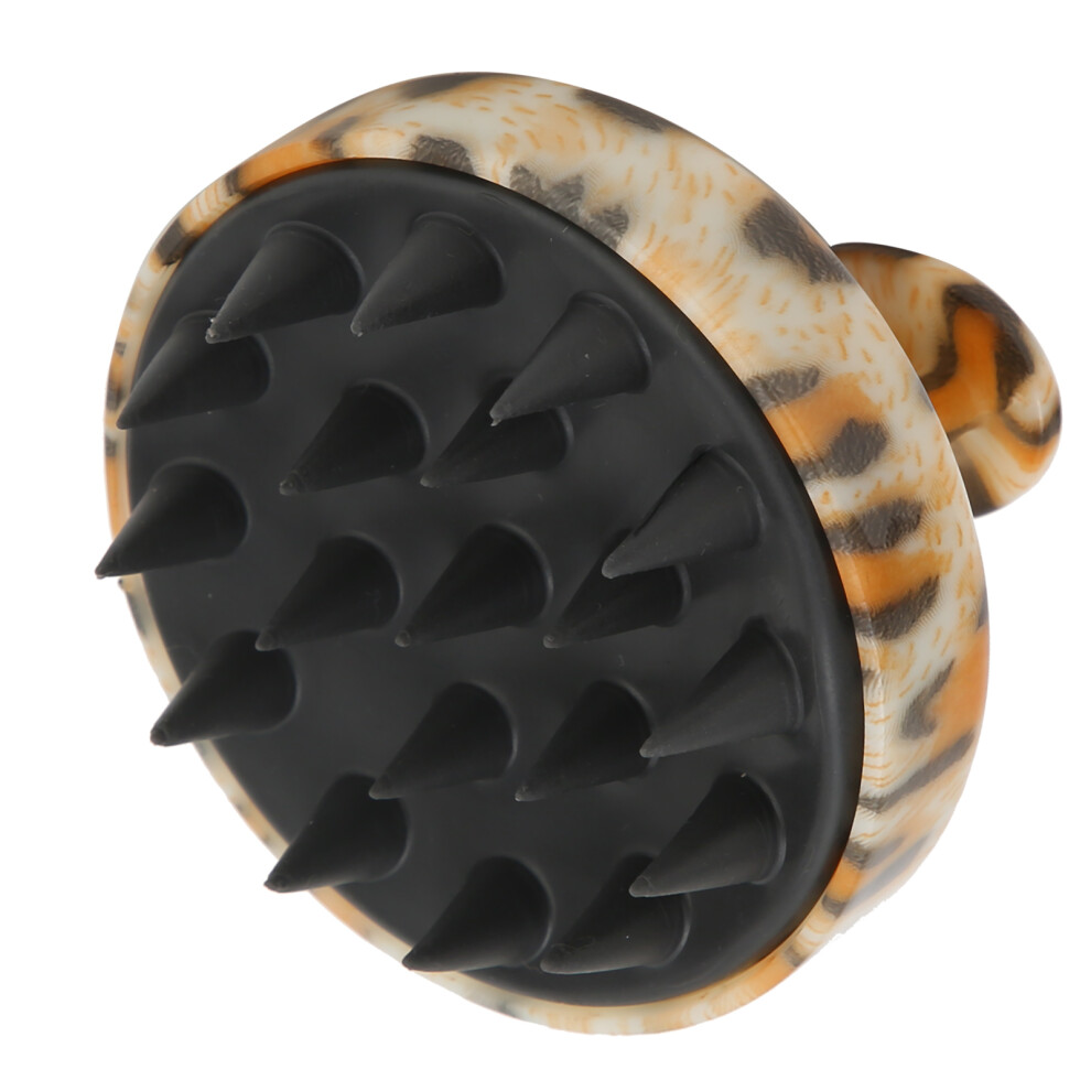 Soft Silicone Head Scrubber Shampoo Brush for Scalp Exfoliation Leopard Pattern