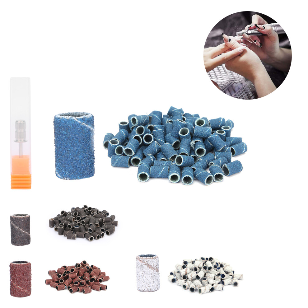 400pcs Nail Art Sanding Bands Set: 80# 120# 180# 240# Grit with Shaft