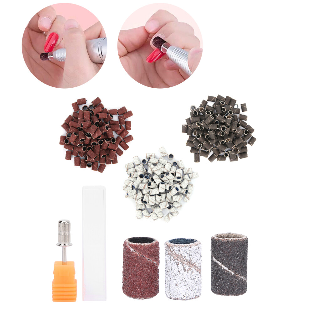 300pcs Sanding Bands Grit 80/120/180 for Nails with Shaft