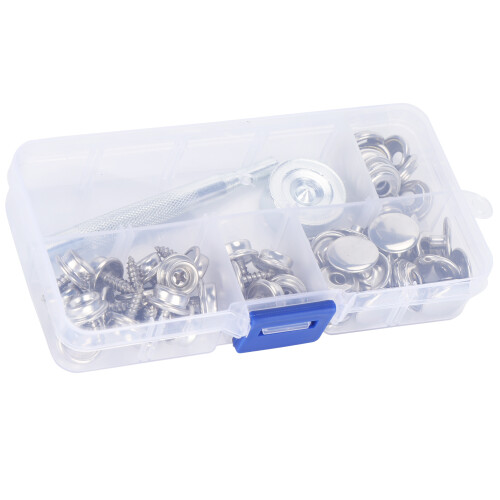 Versatile 62Pcs Snap Fastener Kit with Tools 10mm Stainless Steel