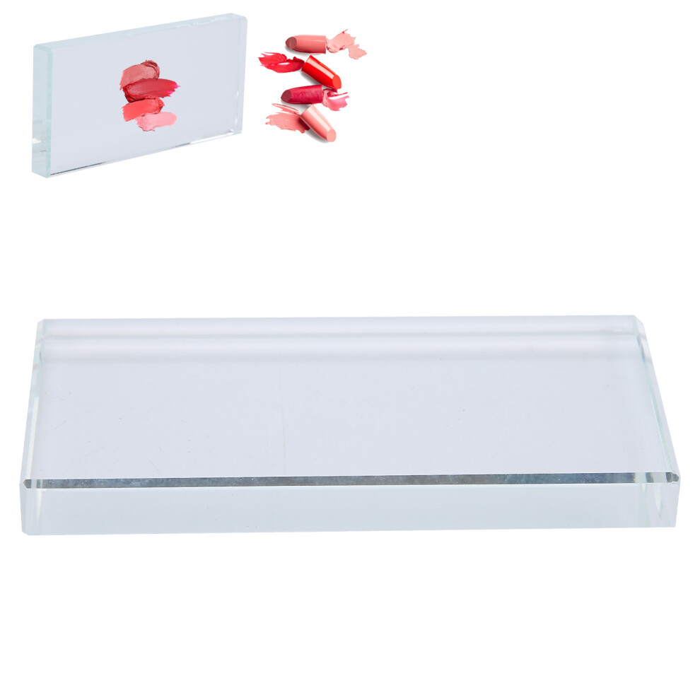 Nail Art Visual Mixing Palette Glass Rectangle with Eyelash Adhesive Holder