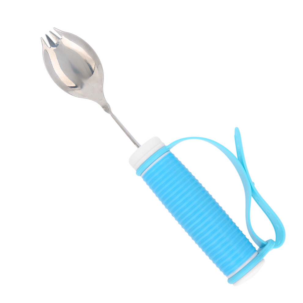 Parkinson & Arthritis Aid: Non-Slip Fork & Spoon with Adjustable Strap 2-in-1