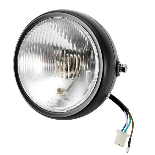 Universal Motorcycle Headlight, Black Shell, White Lens, 35W, 5.75in 1