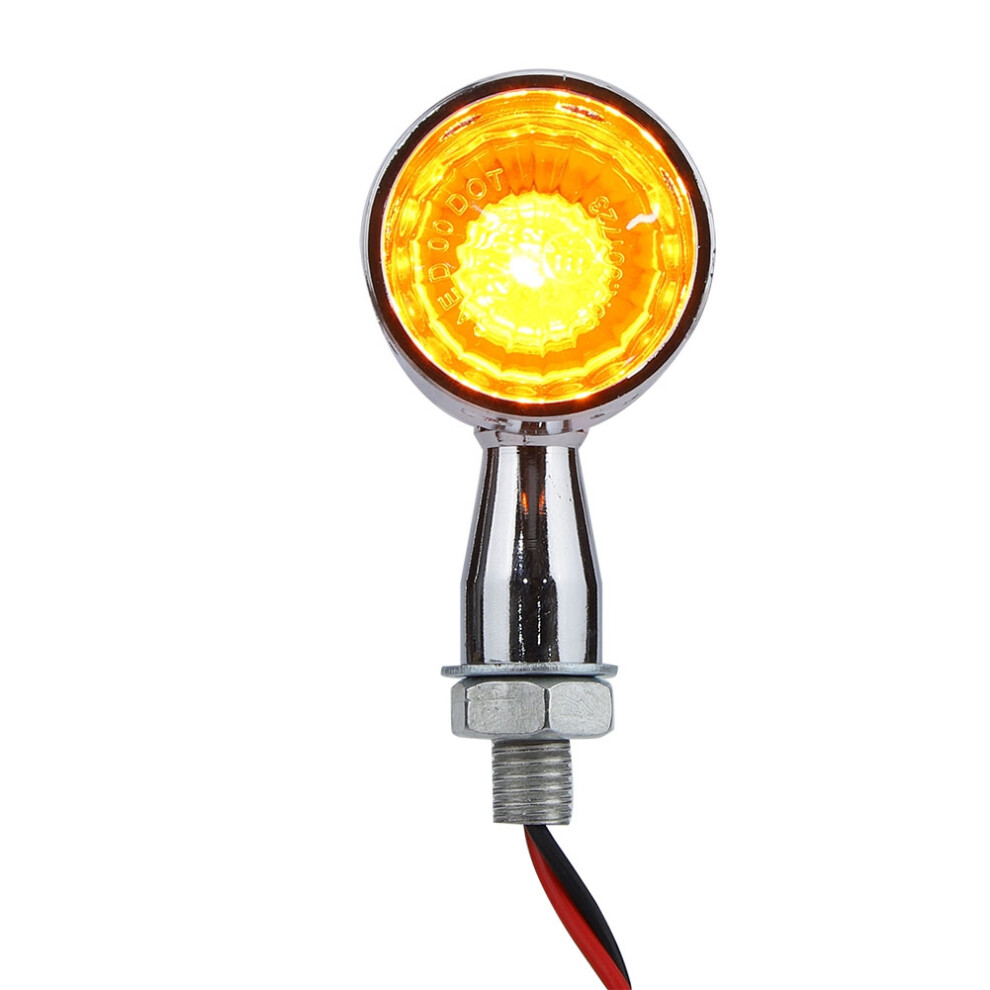 Retro Bullet Led Motorcycle Turn Signal Lights, 10Mm Silver 9471359177650