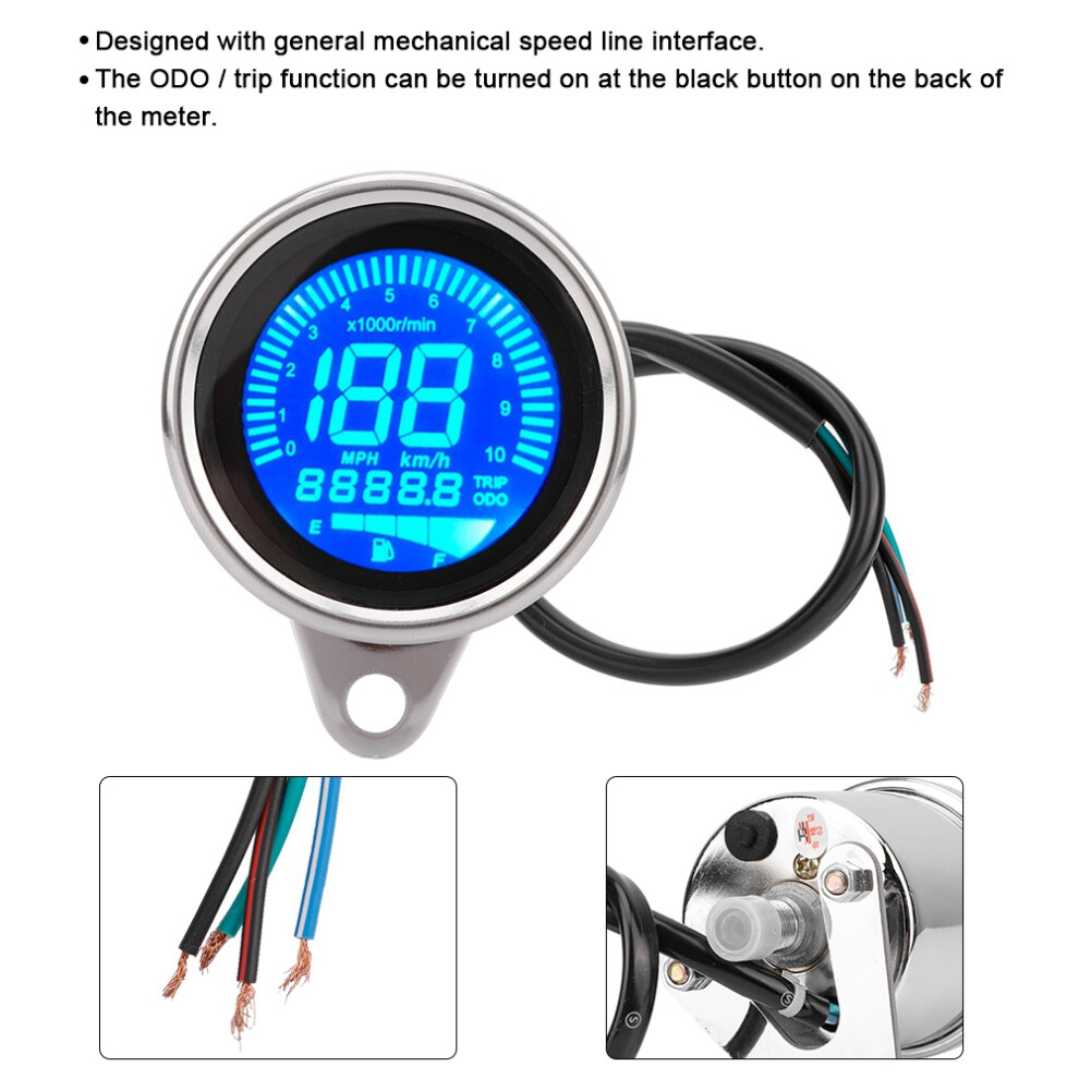 Motorcycle Lcd Tachometer Gauge 0-199 Km/H Electrosilvering Waterproof 9351359178539