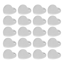 Heart Pet ID Tag Stainless Steel for Dogs Cats 20pcs with Hole 13x14mm