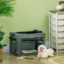 PawHut 60cm Soft Side Pet Carrier w/ Cushion, for Miniature Dogs - Grey