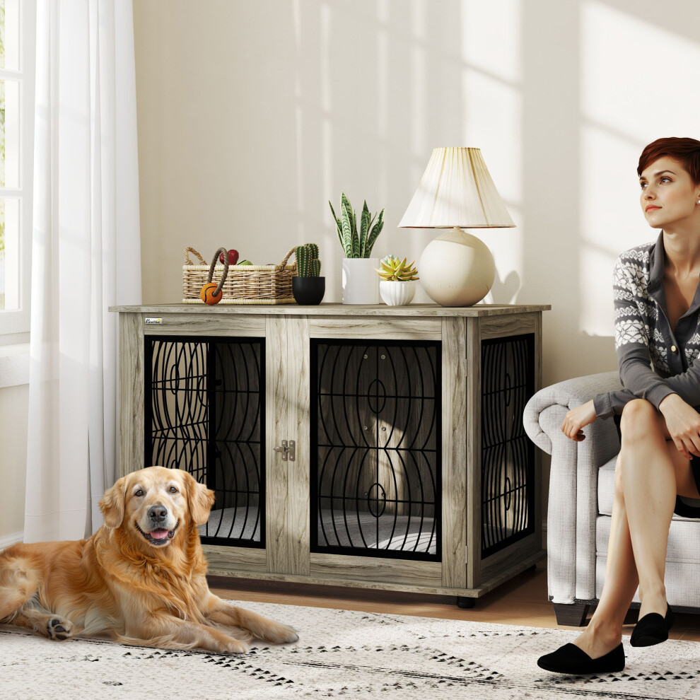 Pawhut Dog Crate Furniture, End Table For Extra Large Dogs W/ Cushion