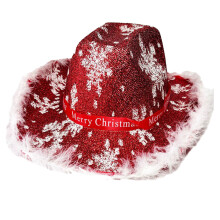 Christmas Cowboy Hat Wide Brim Snowflake Hat-snowflake feather