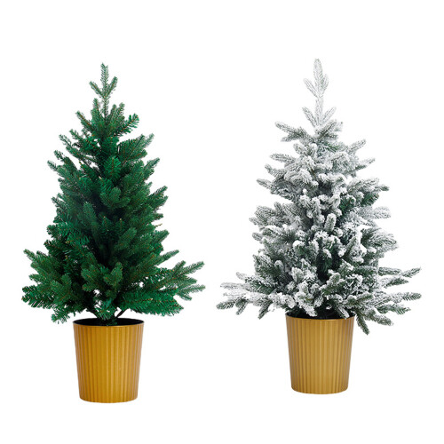 Artificial Tree Decoration with Gold Color Basin-Green 45CM 1