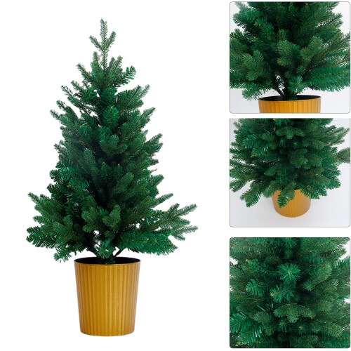 Artificial Tree Decoration with Gold Color Basin-Green 45CM 2