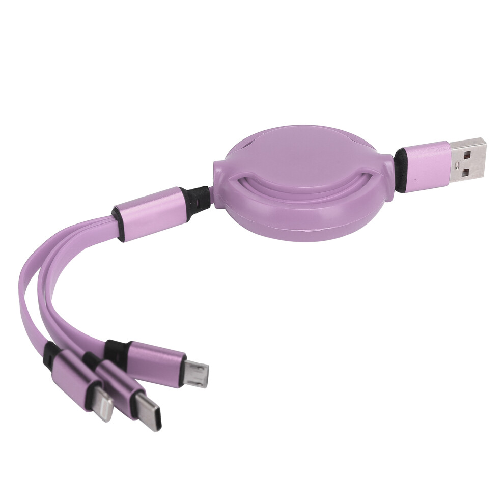 High-Durability Retractable 3A Charger Cable For All Devices 1M Purple 8751359184461