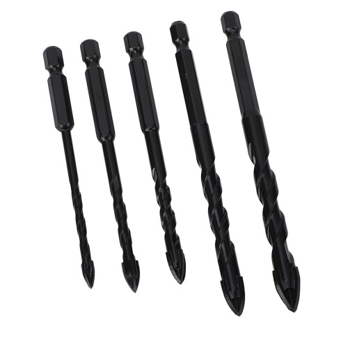 5PCS Masonry Drill Bits Set 1/4" Hex Carbide Cemented 5-12mm