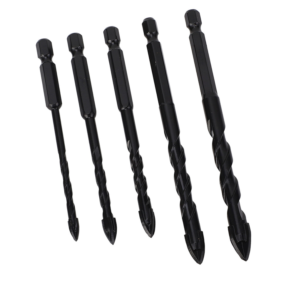 5Pcs Masonry Drill Bits Set 1/4" Hex Carbide Cemented 5-12Mm 7671359185347