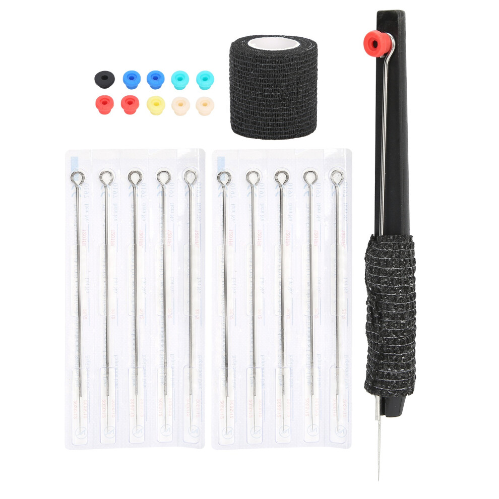 Hand Tattoo Pen Kit with Steel Needles & Elastic Bandage, 12.8cm