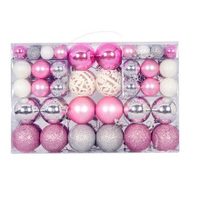 100 Pieces Christmas Decoration Baubles Set-pink silver