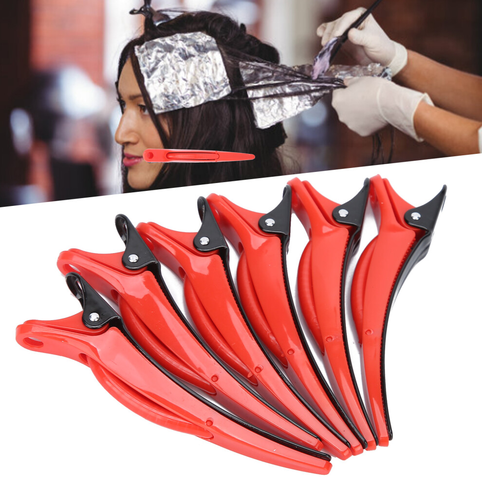 6Pcs Red Hair Styling Clips, Durable ABS & Metal Duckbill Sectioning