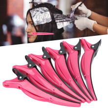 6 pezzi di fermagli per capelli, a becco di papera, rosso rosa, ABS/metallo