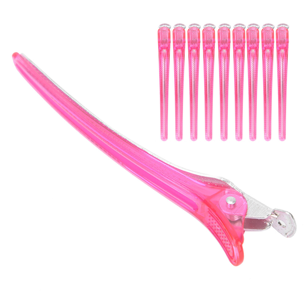 10pcs Rose Red NonSlip Duckbill Hair Clips for Salon & Hair Styling