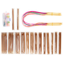 Metal Knitting Needle Set with Circular & Straight Needles, 20cm, Multiple Sizes