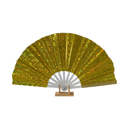 Handheld Fan Glitters Folding Hand-Yellow Transparent silver f
