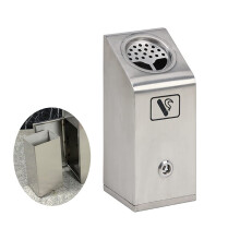 Ashtray Wall Mount Stainless Steel With Lock, Outdoor Cylinder Wall Ashtray Receptacle, Silver23 Model