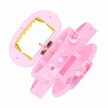 Herzförmige tanzende Ballerina Schmuckbox mit Spiegel, Pink, 19,5 cm