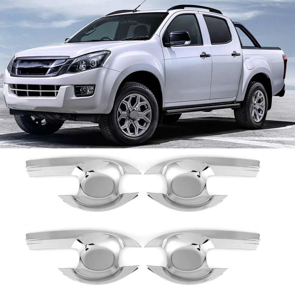 4Pcs Chrome Car Door Handle Bowl Fit For Isuzu Dmax 2012-2015 3151359196382