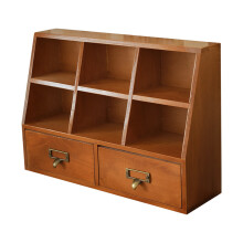 Solid Wood Desktop Organizers With 6 Compartments And 2 Drawers