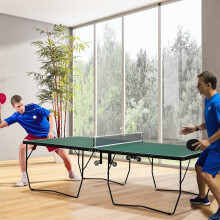 SPORTNOW 9FT Folding Table Tennis Table w/ 8 Wheels, for Indoors
