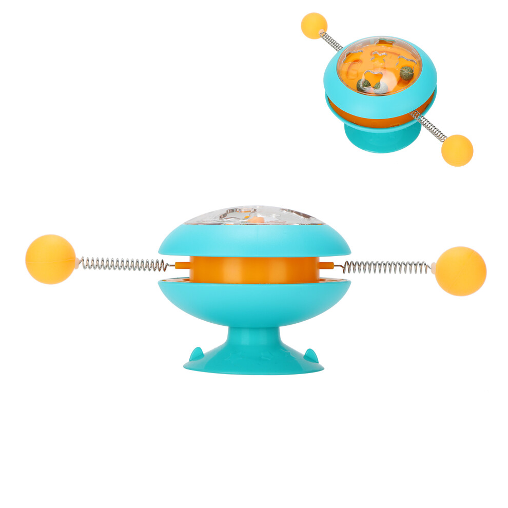 Interactive Blue Windmill Spring Cat Toy, ABS, 24.5x10.5x9cm-image-OPC-PMTMJBM-NEW