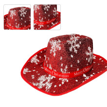 Christmas Cowboy Hat for Women Men Furry Brim Flat-snowflake
