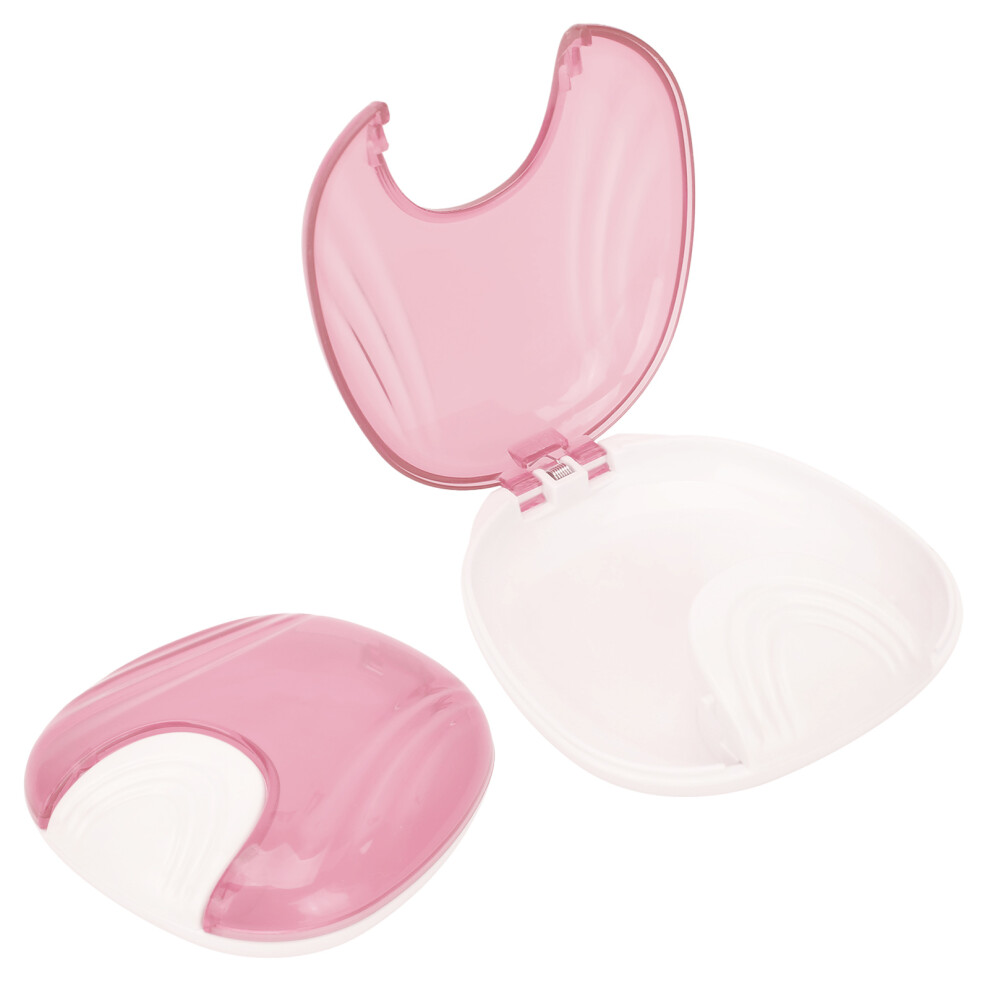 Pink Orthodontic Retainer & Denture Storage Box Durable Portable 100Ml Capacity
