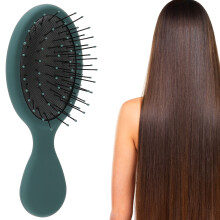 Portable Air Cushion Paddle Hairbrush Black Green 6x14cm Detangler Styling Tool