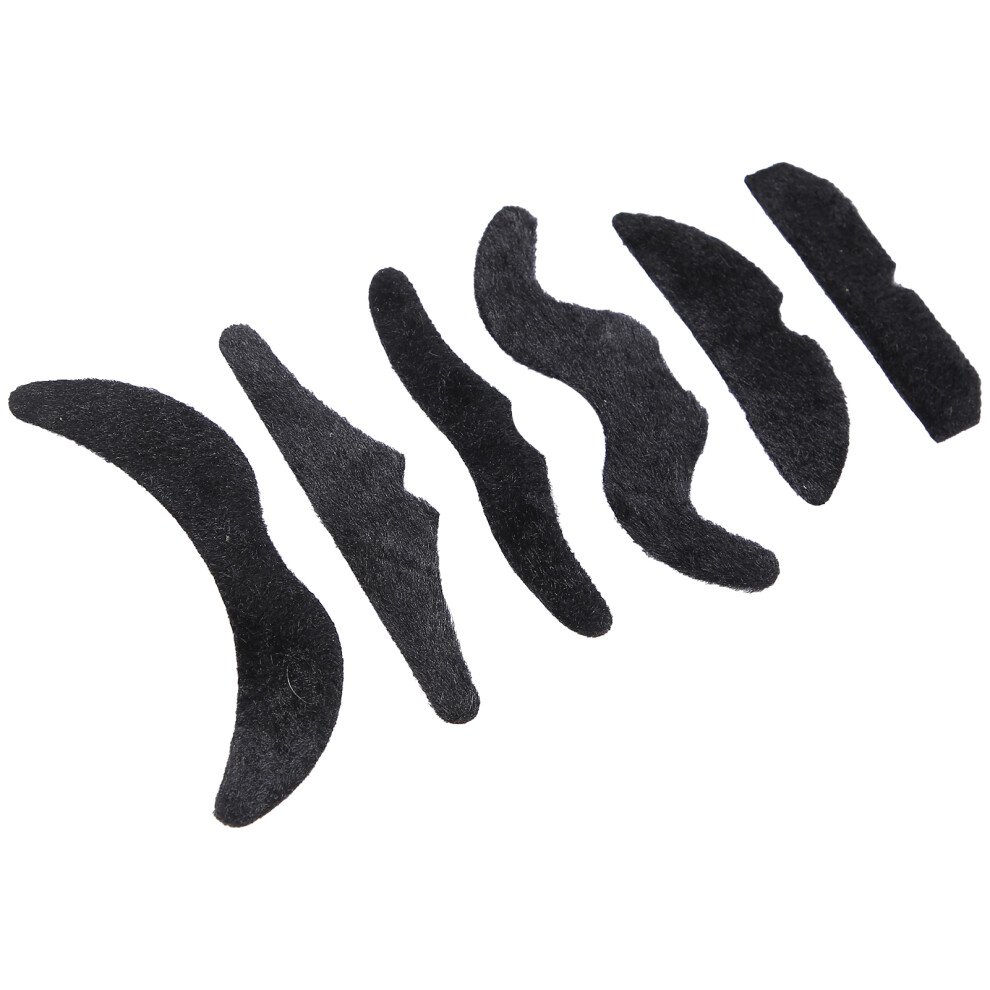 Unisex Black 6Pcs Funny Self-Adhesive Fake Mustaches For Parties & Holidays
