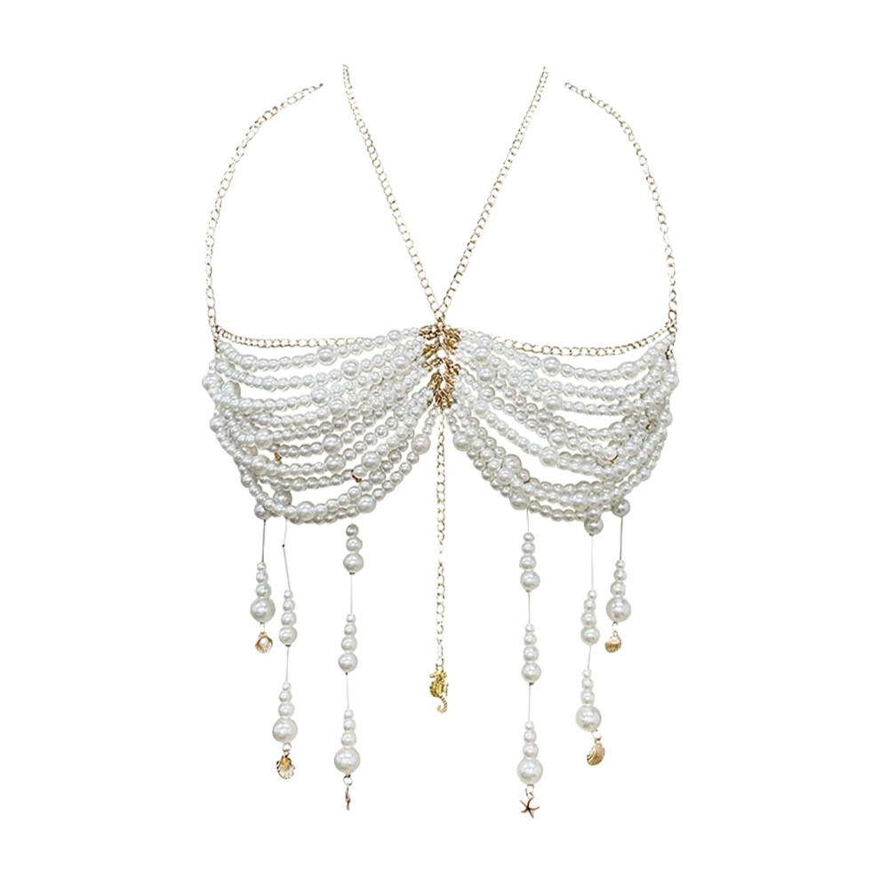 Pearls Beads Halter Tank Top with Tassels for Women Body Jewelry-image-OPC-PMTMKRS-NEW