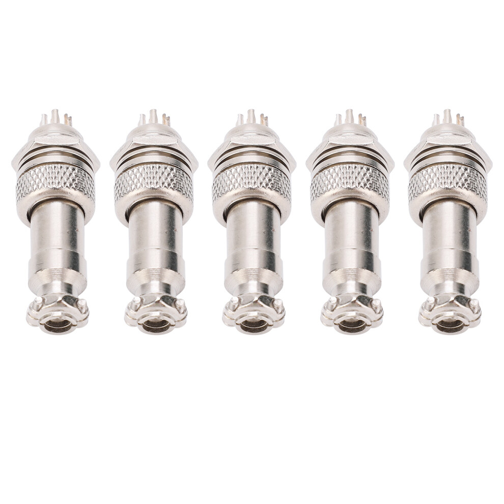 5Pcs Gx12 Aviation Plug Connectors 2P+E 5A 450V Silver Gray 7901359204817