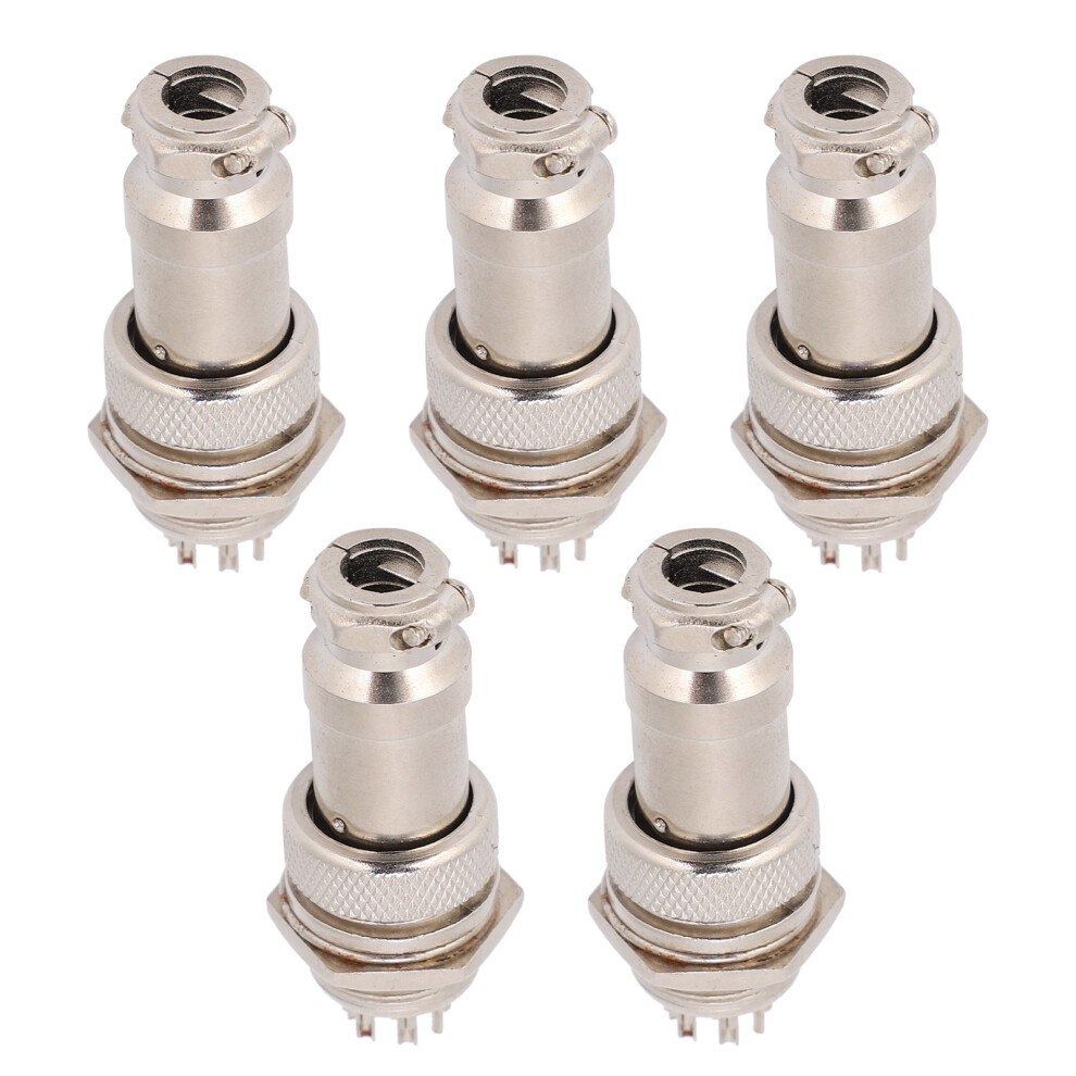 5Pcs Gx16 16Mm Metal Aviation Plug Connectors 450V 8Pin Silver 9431359204879